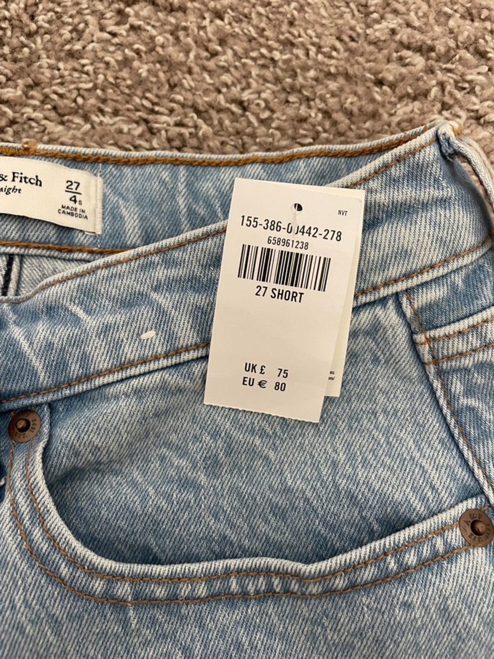 Abercrombie & Fitch High-Rise Light Blue Straight Leg Jeans - NWT - Picture 4 of 4